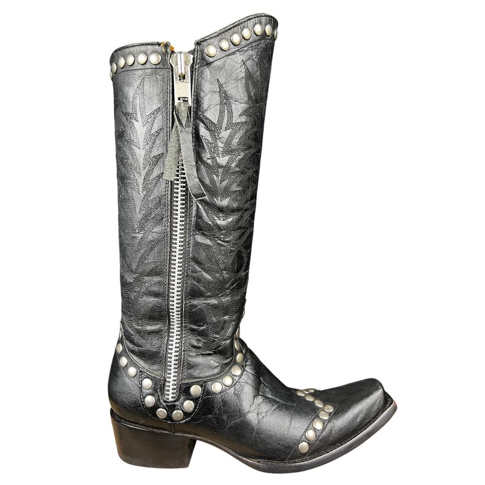 Old Gringo Gayla Razz Black Studded Side Zip Cowgirl Boots Size US 6.5 B